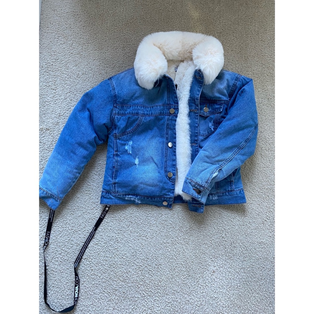 New, Fashion nova, denim, fur jacket